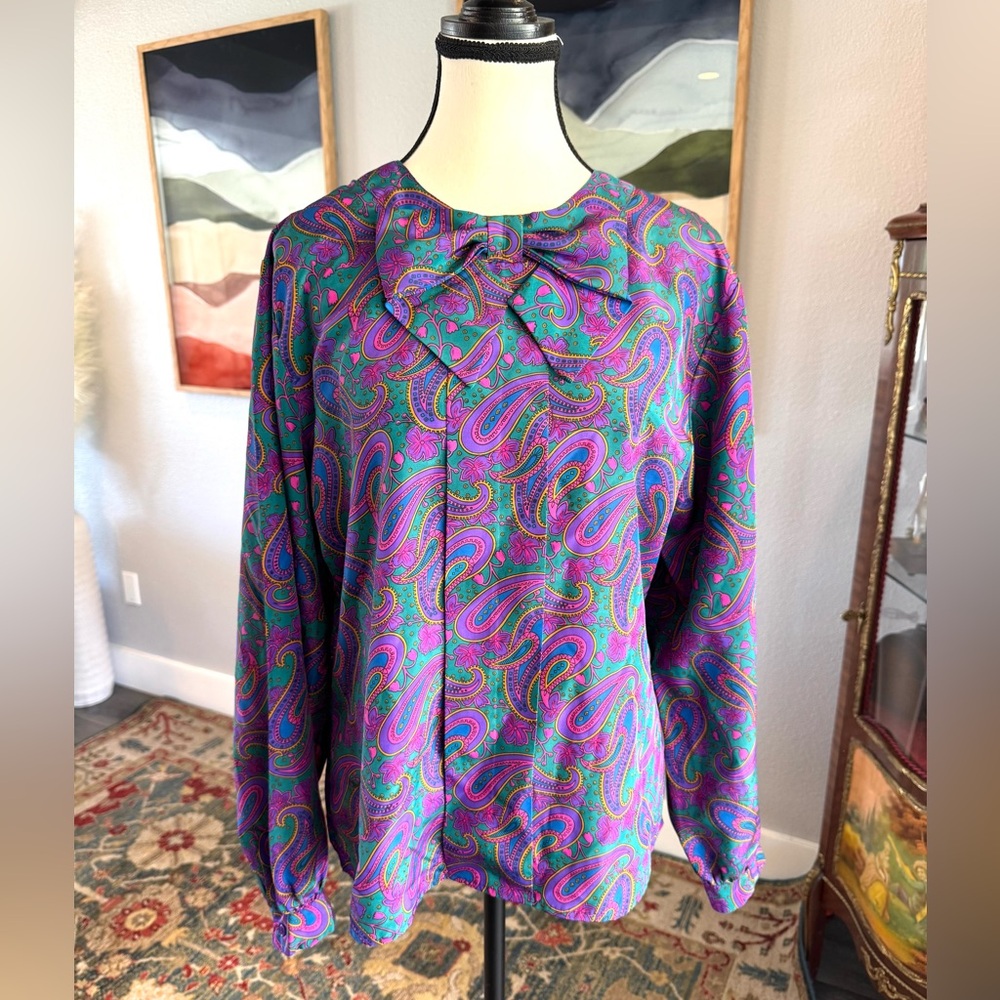 Sheridan Square Paisley Blouse- Purple and Green